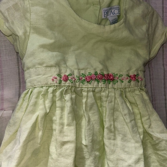 Children’s Place 2T Embroidered Rosette Easter Spring Linen Dress - Picture 3 of 3